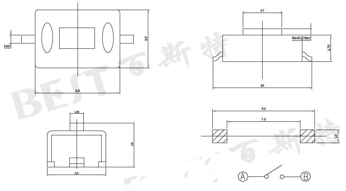 輕觸開關(guān)1181_TS-1181B_技術(shù)參數(shù)