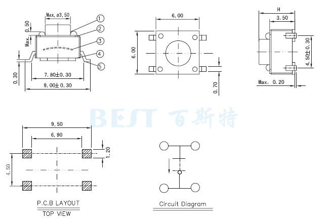 輕觸開(kāi)關(guān)TS-1109W